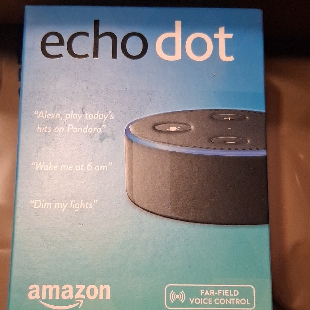Amazon Echo Dot with Blue and Black Design